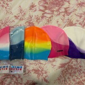 Girls Silicone Swim Caps Lot of 5 Caps